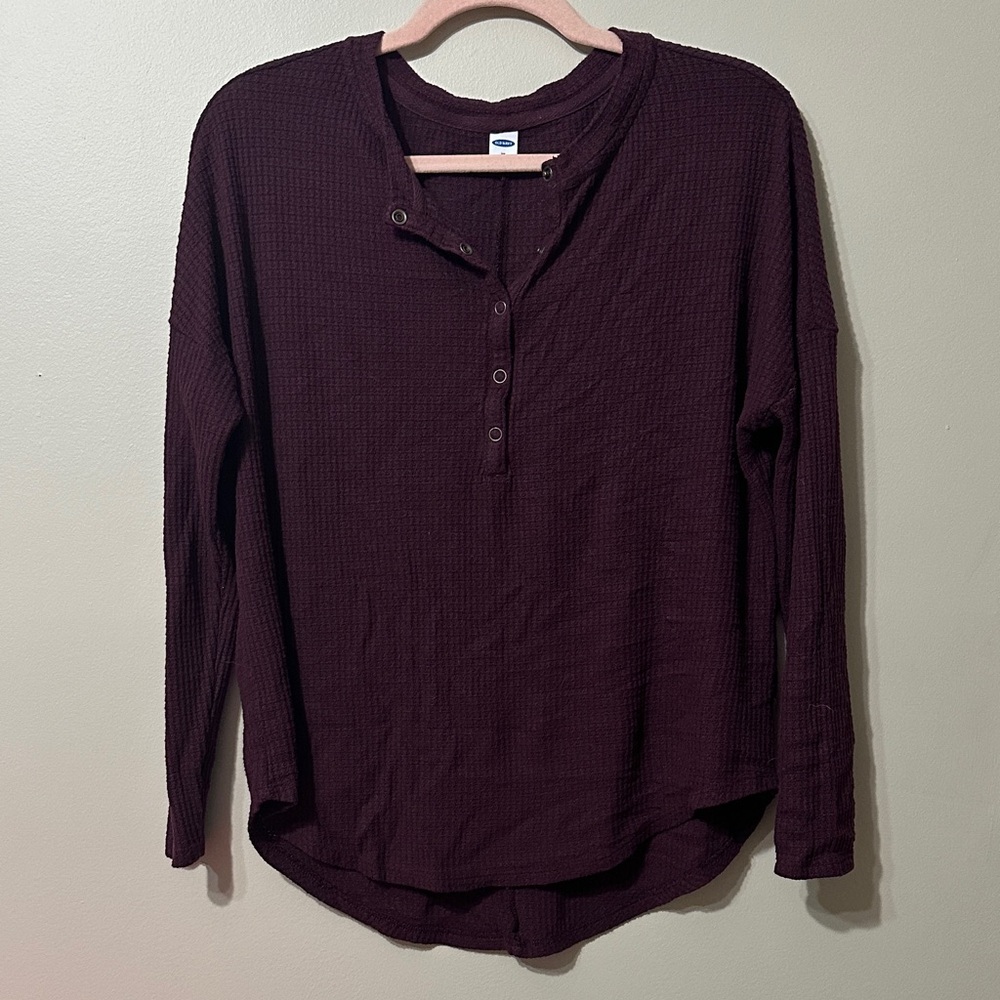 Old Navy Burgundy Snap Henley Top